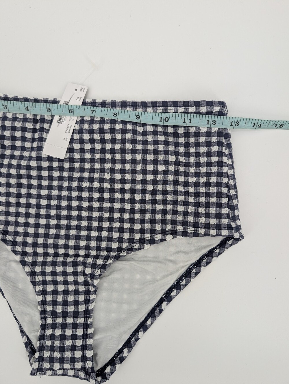 J Crew High-waist bikini bottom in gingham H7611 Size S NWT Navy And White - Picture 5 of 5